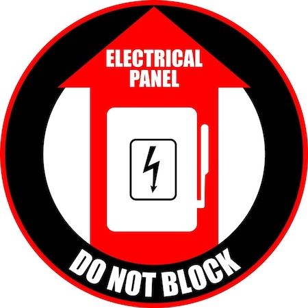 5S Supplies Electrical Panel Floor Sign- Do Not Block 12in Diameter Non Slip Floor Sign FS-ELECDNB-12